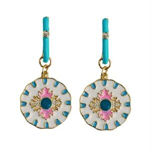 Elegant Gold and Blue Enamel Earrings